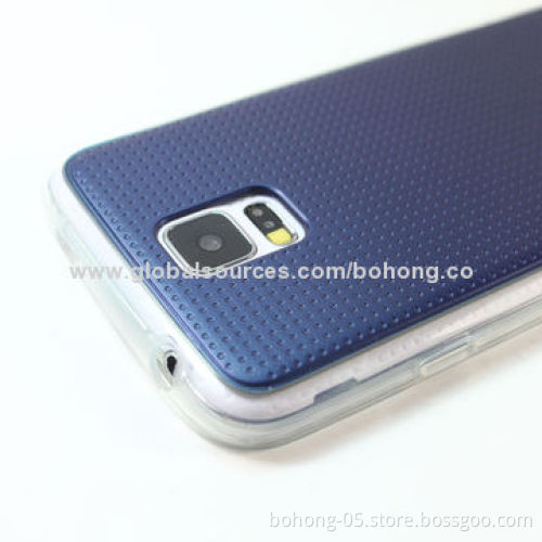 TPU Cases for iPhone, Samsung S5, TPU Sides, Texture PC Back, Various Colors Available